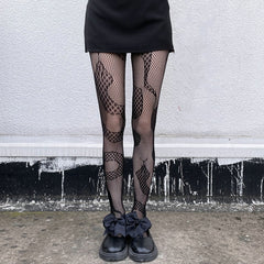 Women's Gothic Snake Pattern Fishnet Tights Stockings