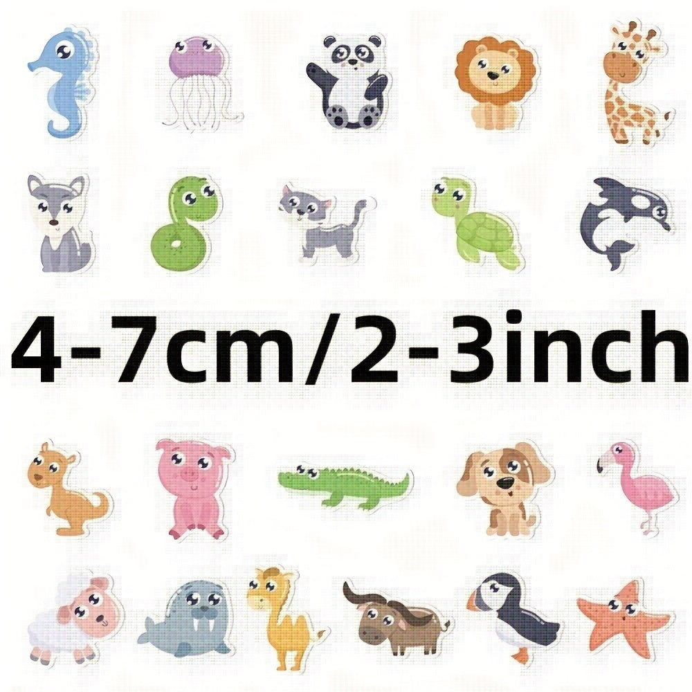 52 Cartoon Animal Stickers Waterproof for Laptop Phone Case Decoration