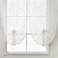 2pcs Embroidery Tulle Sheer Curtain Short Windows Kitchen Valances