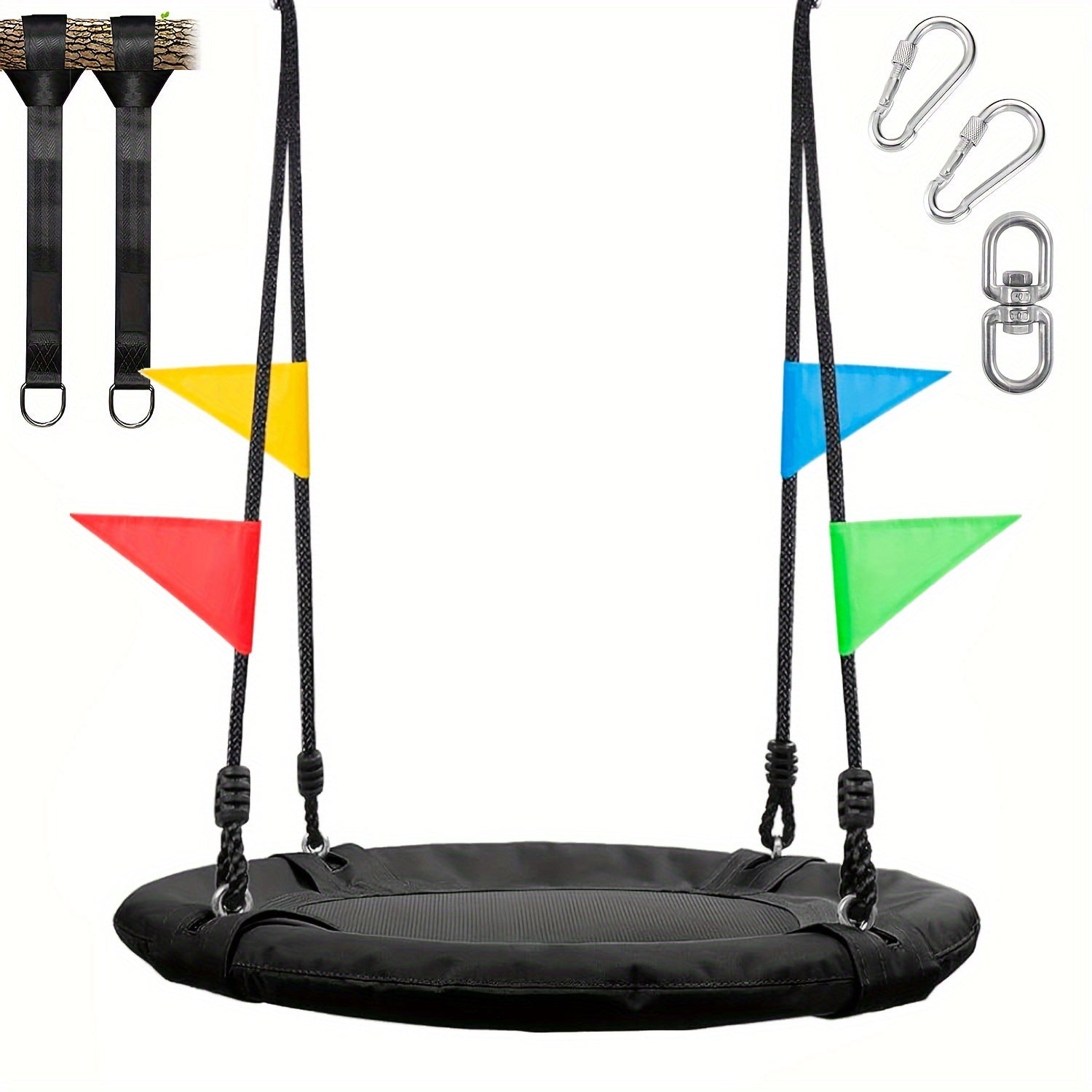 60 96 Cm Tree Swing Outdoor Saucer Swing with Hanging Ropes and Turnbuckle