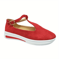 Women's T-Strap Wedge Shoes - Casual & Comfortable Platform Sneakers