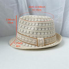 Hollow Out Fedora Cap Solid Rolled Short Brim Jazz Hat Mesh Breathable Sun Hats