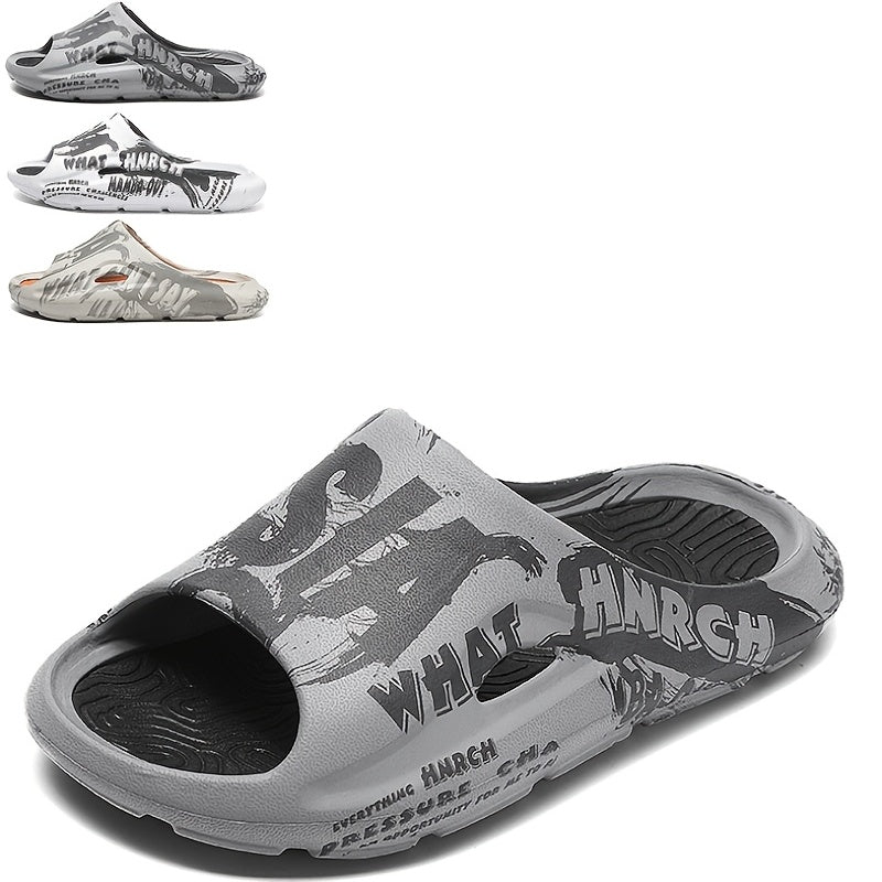 Men's Graffiti Print Pillow Slides Non Slip Slippers