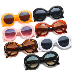 Round Frame Glasses Gradient Lens Metal Hinge Cat Eye Glasses