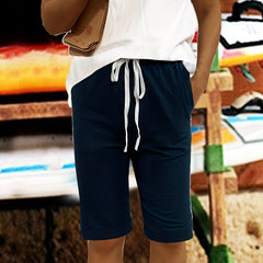 Solid Drawstring Waist Shorts for Women