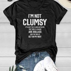 Women's Minimalist Slogan Printed T-shirt Short Sleeve Crew Neck Casual Top