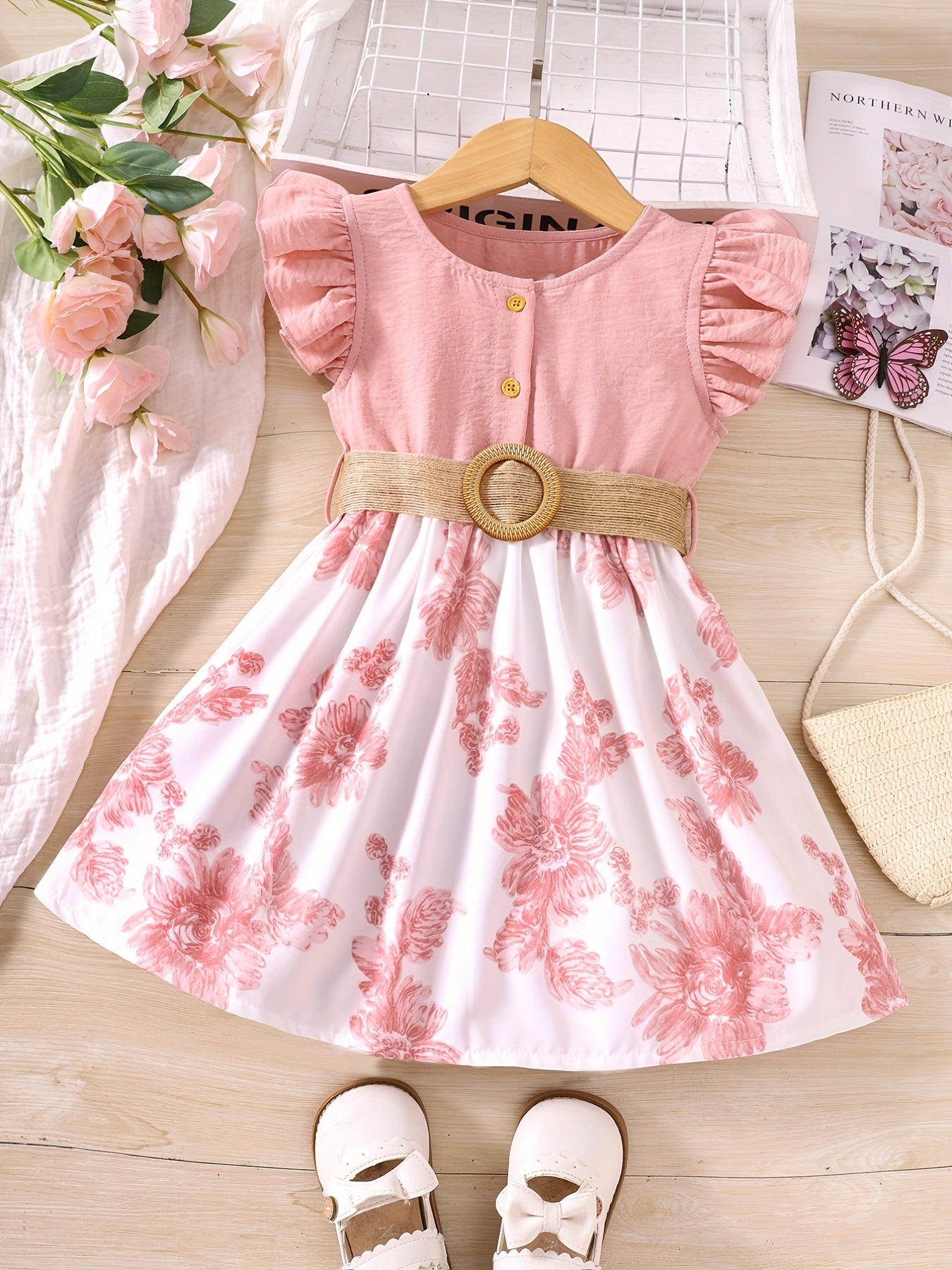 Toddler Girls Floral Splicing Princess Dress For Party