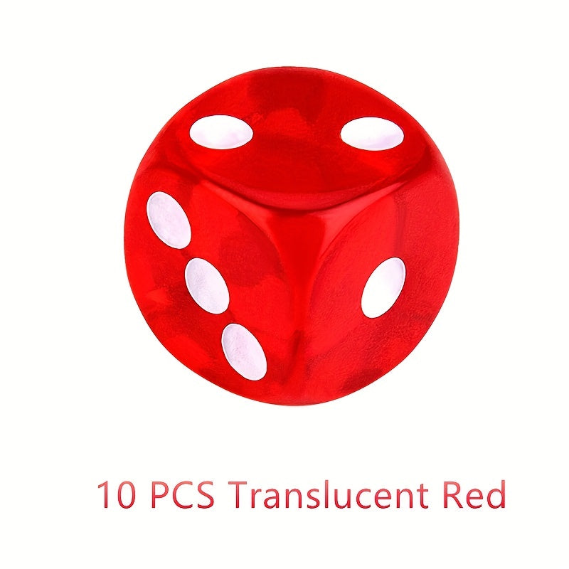 10pcs 6 Sided Acrylic Dice Set for Board Games Party Favors