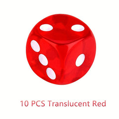 10pcs 6 Sided Acrylic Dice Set for Board Games Party Favors
