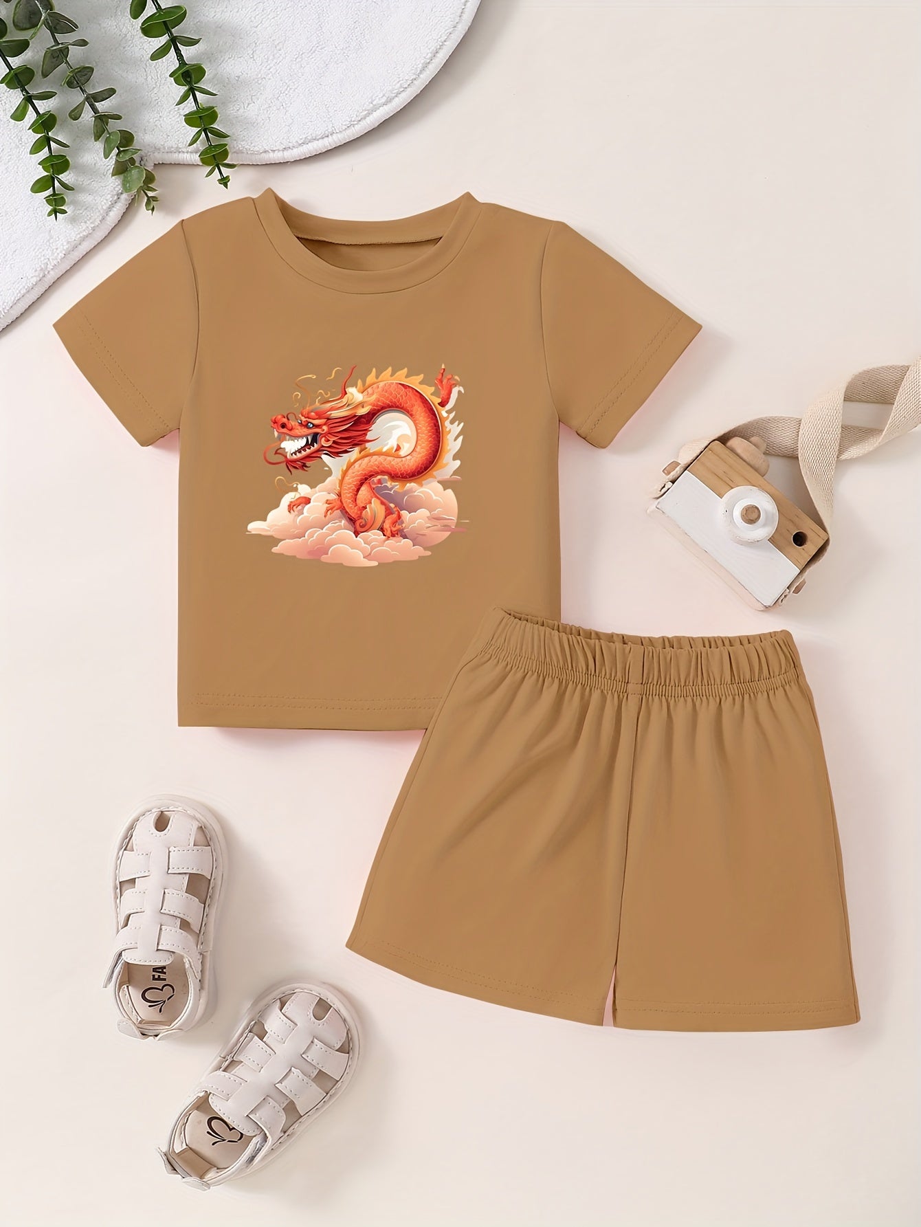 Cartoon Dragon Toddler Kid T-shirt & Shorts Set