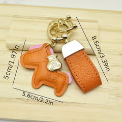 Pony Decorative Keychain Faux Leather Keyring Gift Men Women