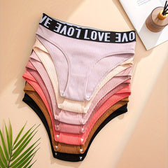 7pcs Letter Print Briefs Ribbed Intimates Panties