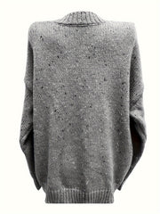 Casual Sweater Women's Plus Heathered Long Sleeve Round Neck Jumper