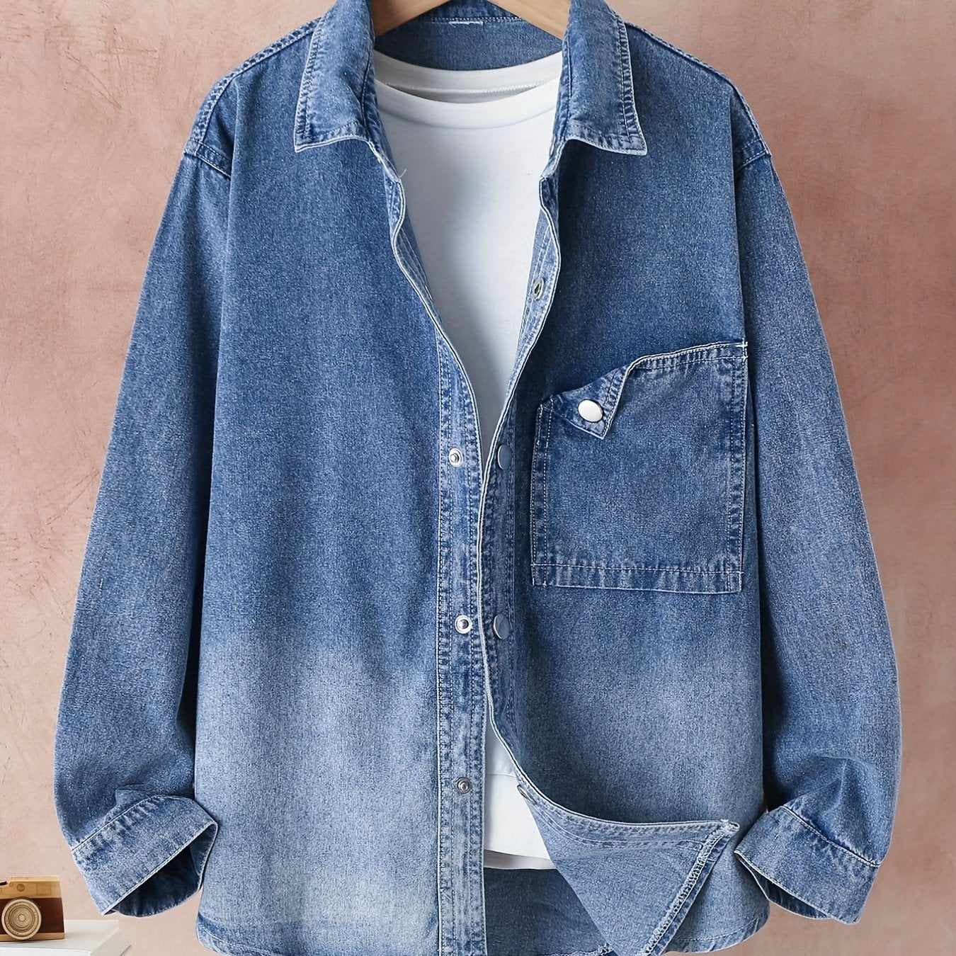 Boys Gradient Denim Jacket Button Down Lapel Coat