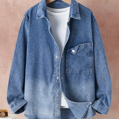 Boys Gradient Denim Jacket Button Down Lapel Coat