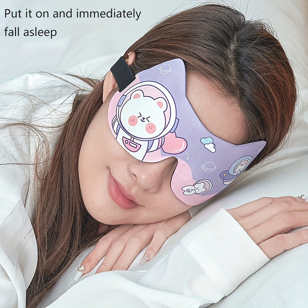 3D Blackout Sleep Eye Mask Cat Ear Print Eye Protection Blindfold