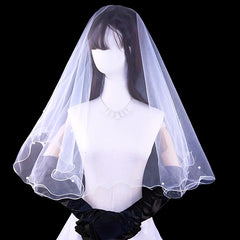 Beaded Mesh Bridal Veil 1 Tier Wedding Headwear