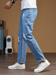 Men's Ripped Jeans Distressed Denim Pants Street Style