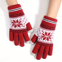 Winter Gloves Snowflake Patterns Plush Touch Screen Gloves