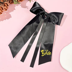 Pink Bridal Bow Hair Clip Ribbon Bride Hair Accessory