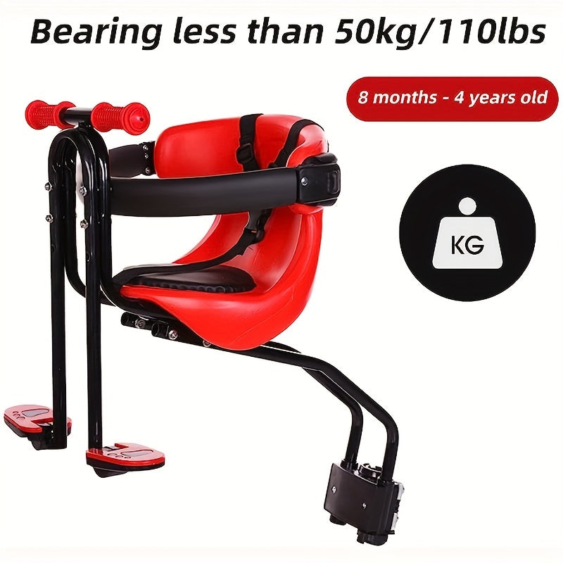 Kids Bike Front Seat w/ Guardrail & Safety Belt