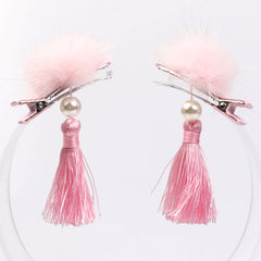 2pcs Antiquity Tassel Hanfu Headdress Hairball Hairpin Hair Clips