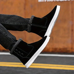 Men's Plush Warm Snow Boots Top Zipper Non Slip Outdoor Shoes