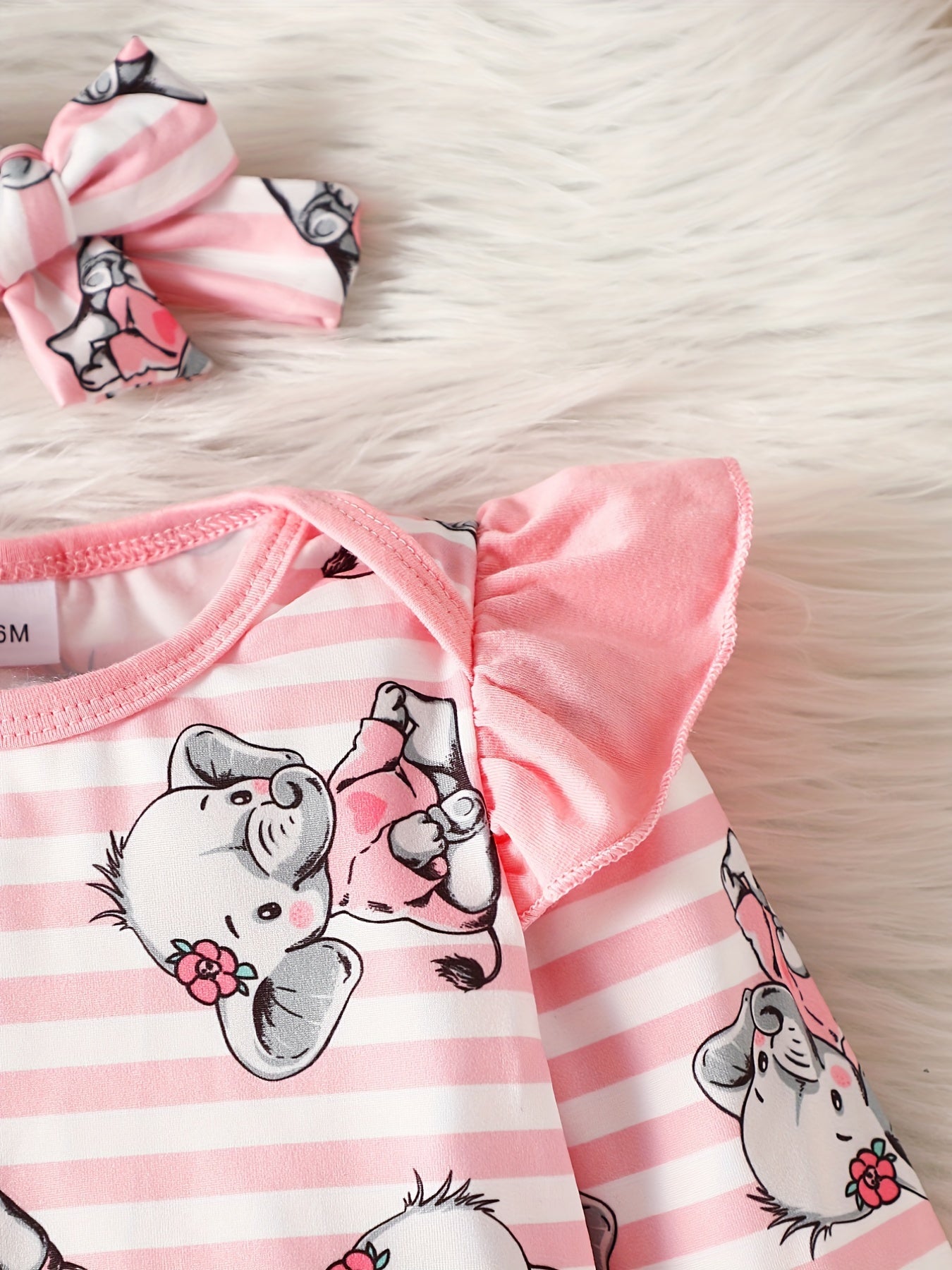 Baby Girls Cartoon Print Bodysuit Pants Headband Set