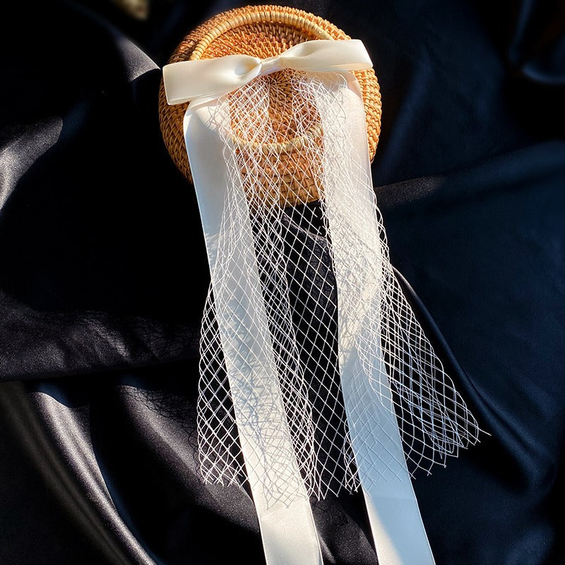 Wedding Bow Veil Satin Mesh Barrettes Bridal Party Favor Decorations