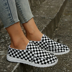 Women's Plaid Slip On Sneakers Outdoor Shoes