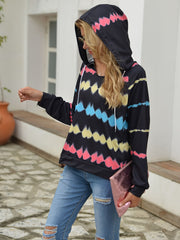 Tie Dye Heartbeat Print Hoodie Women's Sweatshirt