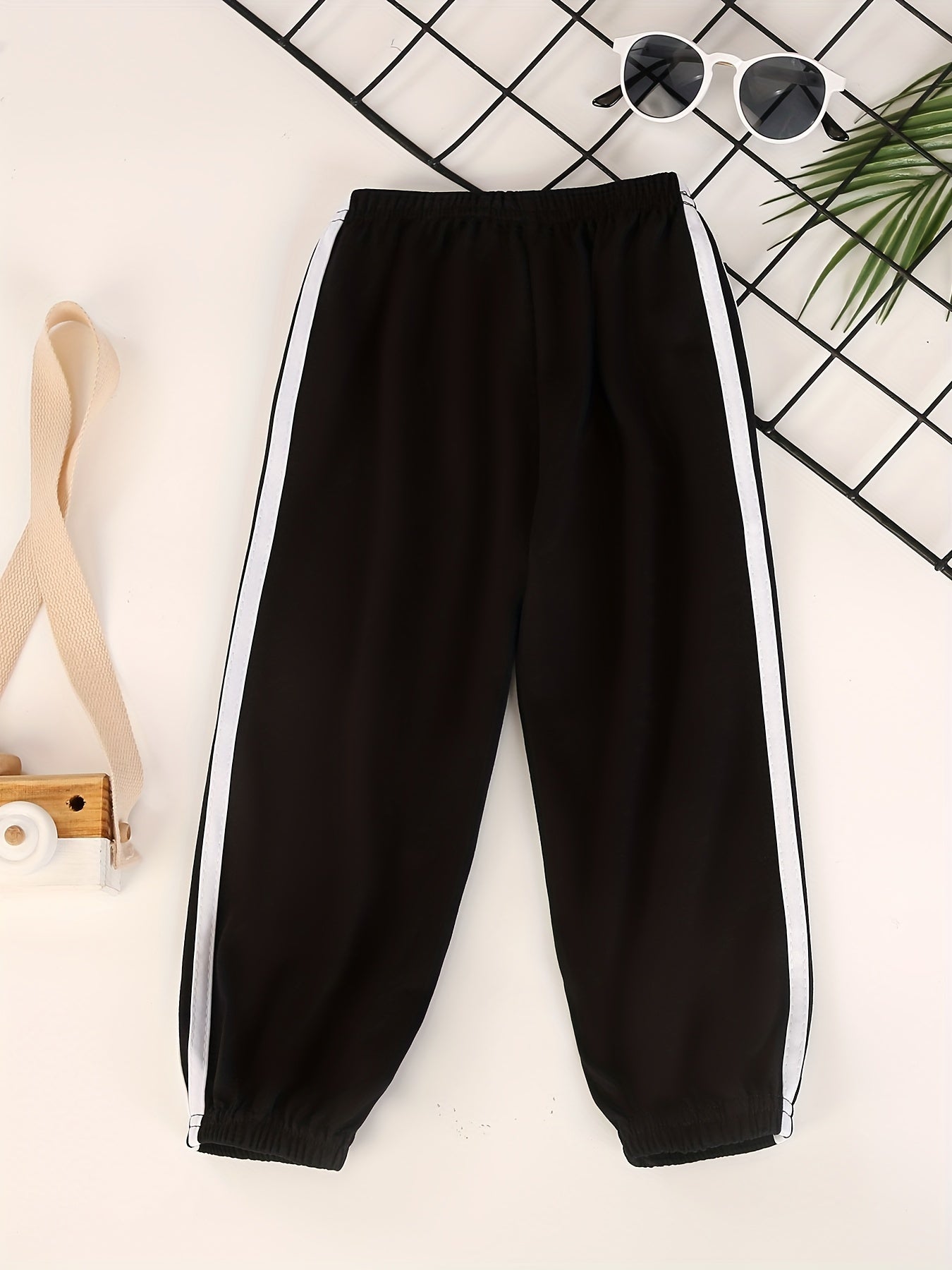 Boys Contrast Tape Sweatpants Thin Jogger Pants