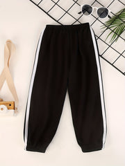 Boys Contrast Tape Sweatpants Thin Jogger Pants