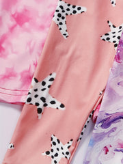 5pcs Girls' Stretch Tie Dye Footless Leggings for Trendy Style