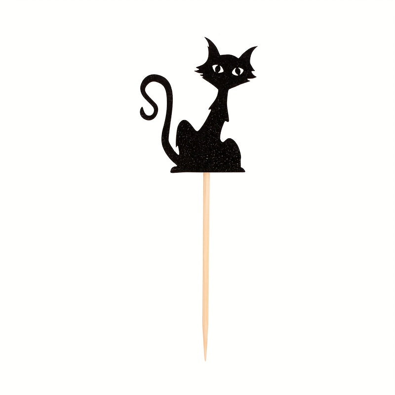 12pcs Halloween Cake Topper Witch Hat Pumpkin Cupcake Decoration