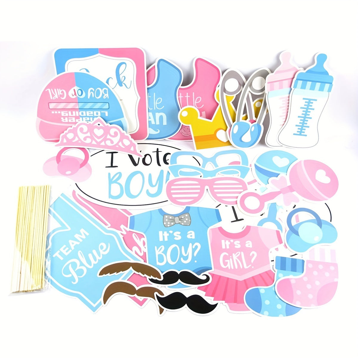 30pcs Gender Reveal Party Photo Props Set