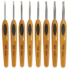 8pcs Plastic Handle Aluminum Crochet Hook Knitting Needles DIY Sewing Tools