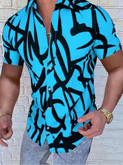 Men's Short Sleeve Casual Shirt Regular Fit Thick Lines