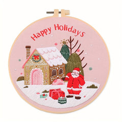 DIY Embroidery Kit Christmas Pattern Material with Hoop