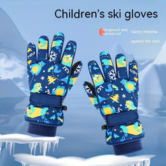 Kids Skiing Gloves, Warm Cartoon Padded Outdoor Riding Gloves
