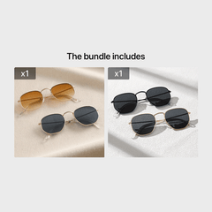 2 Pairs Men's Oval Frame Sunglasses Mixed Metal PC Eyewear