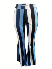 Casual Leggings Women's Plus Stripe Print Flared Leg Pants