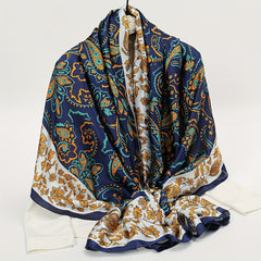 Printed Silky Scarf Sunscreen Satin Shawl Wrap Long Thin Fashionable Wraps