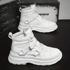 Men's Lace up Boots Casual Walking Shoes With Buckle