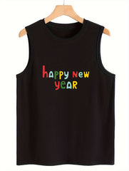 Happy Year Sleeveless Sports Vest Casual Tops Women's Activewear