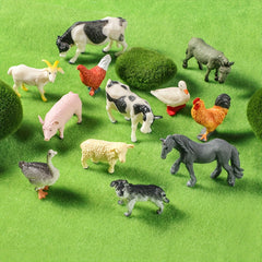 12pcs Mini Farm Animal Plastic Toys, Lifelike Farm Animal Figurines for Garden