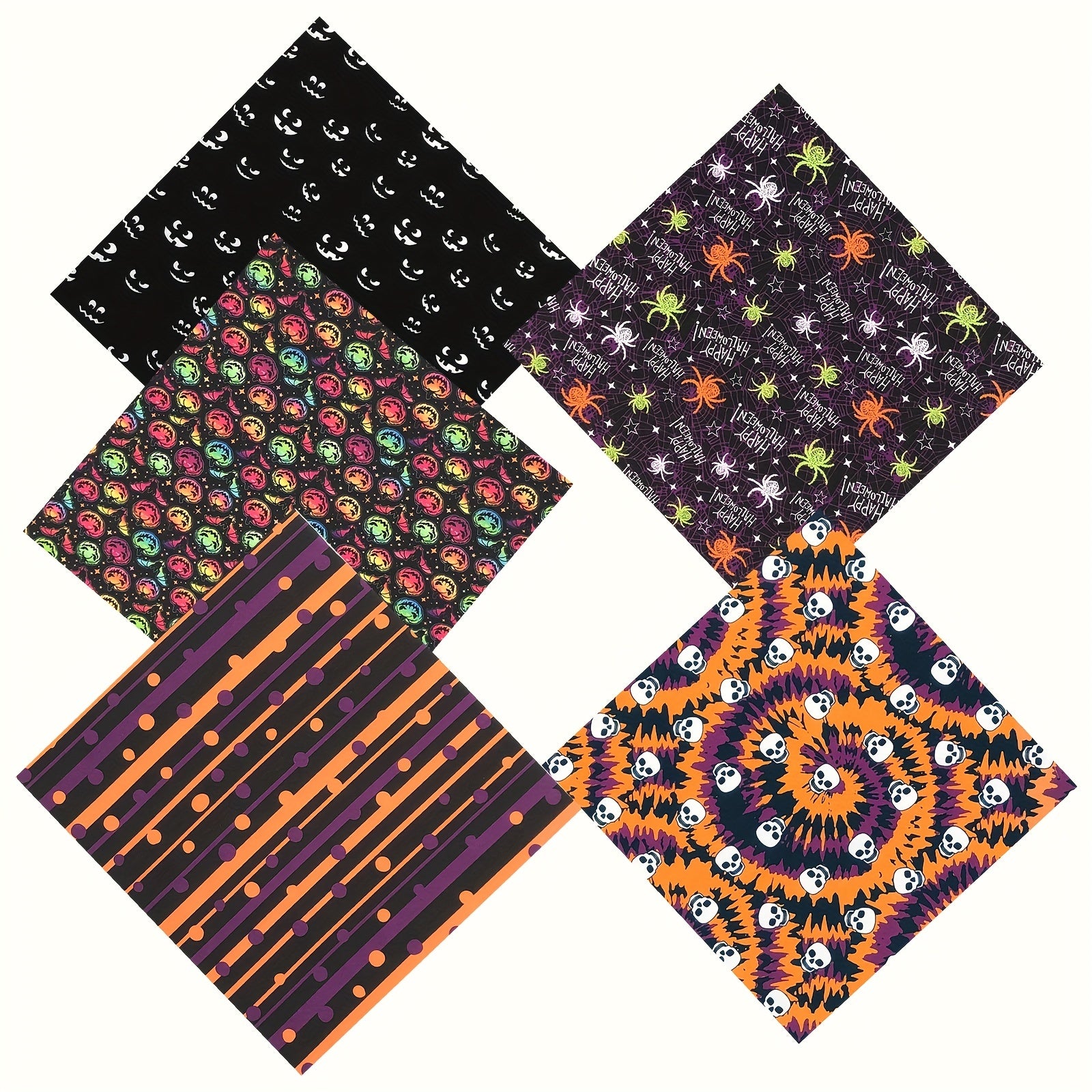 5pcs Halloween Quilted Fabric Pumpkin DIY Sewing Crafts