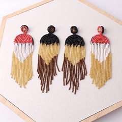 Vintage Boho Block Beads Tassel Earrings for Men Women Kids