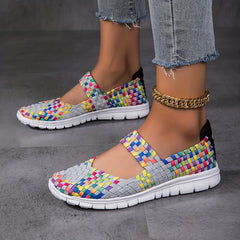 Women's Braided Flat Sneakers Ankle Strap Slip On Shoes Lightweight