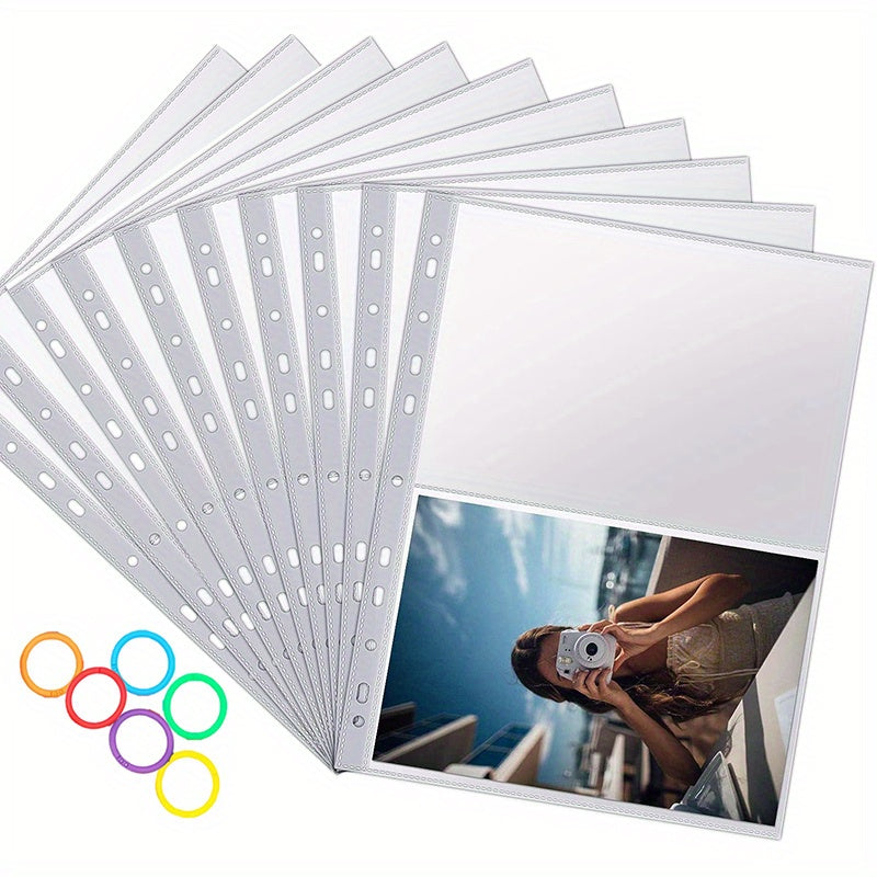 10 Packs A5 Photo Pockets for Ring Binder Albums